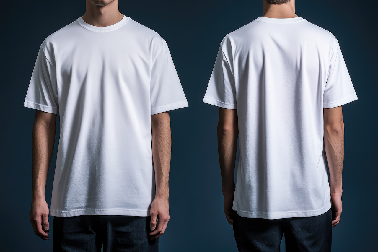 Exemple de t-shirt personnalisé vierge adapté à la sérigraphie, au DTF ou à la broderie.