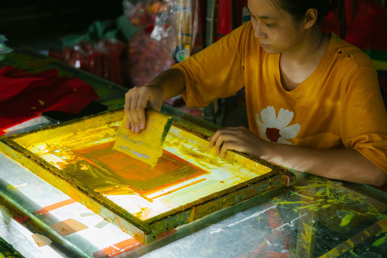 Réalisation d'un marquage textile par sérigraphie